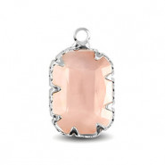 Hanger van Crystal Glass rechthoek 20mm Pink-silver
